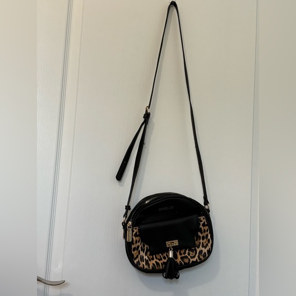 Gussaci Handbags - Gussaci Black and Animal Print Crossbody Bag